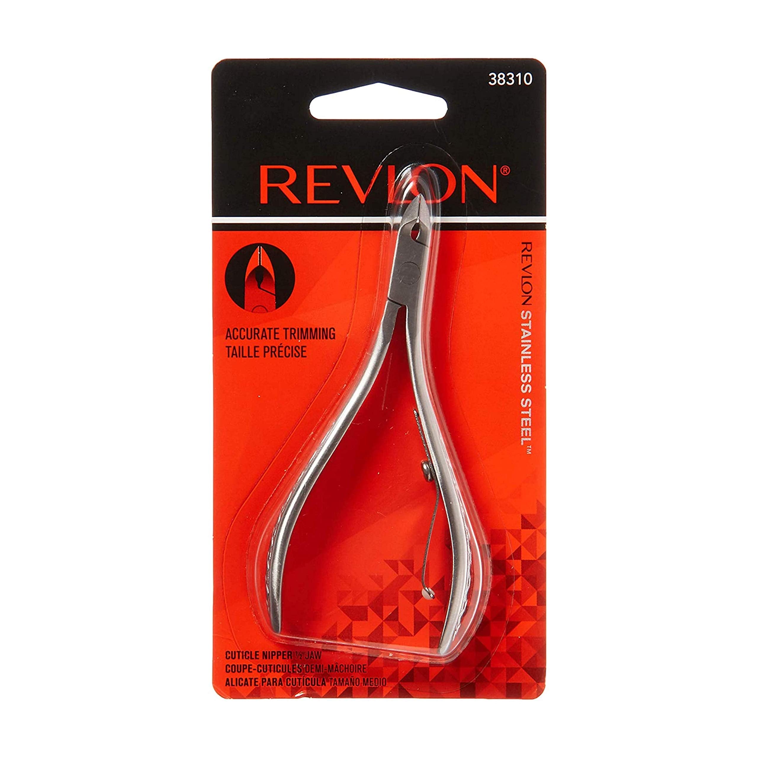 Revlon half jaw cuticle nipper with spring-action for clean cuts.