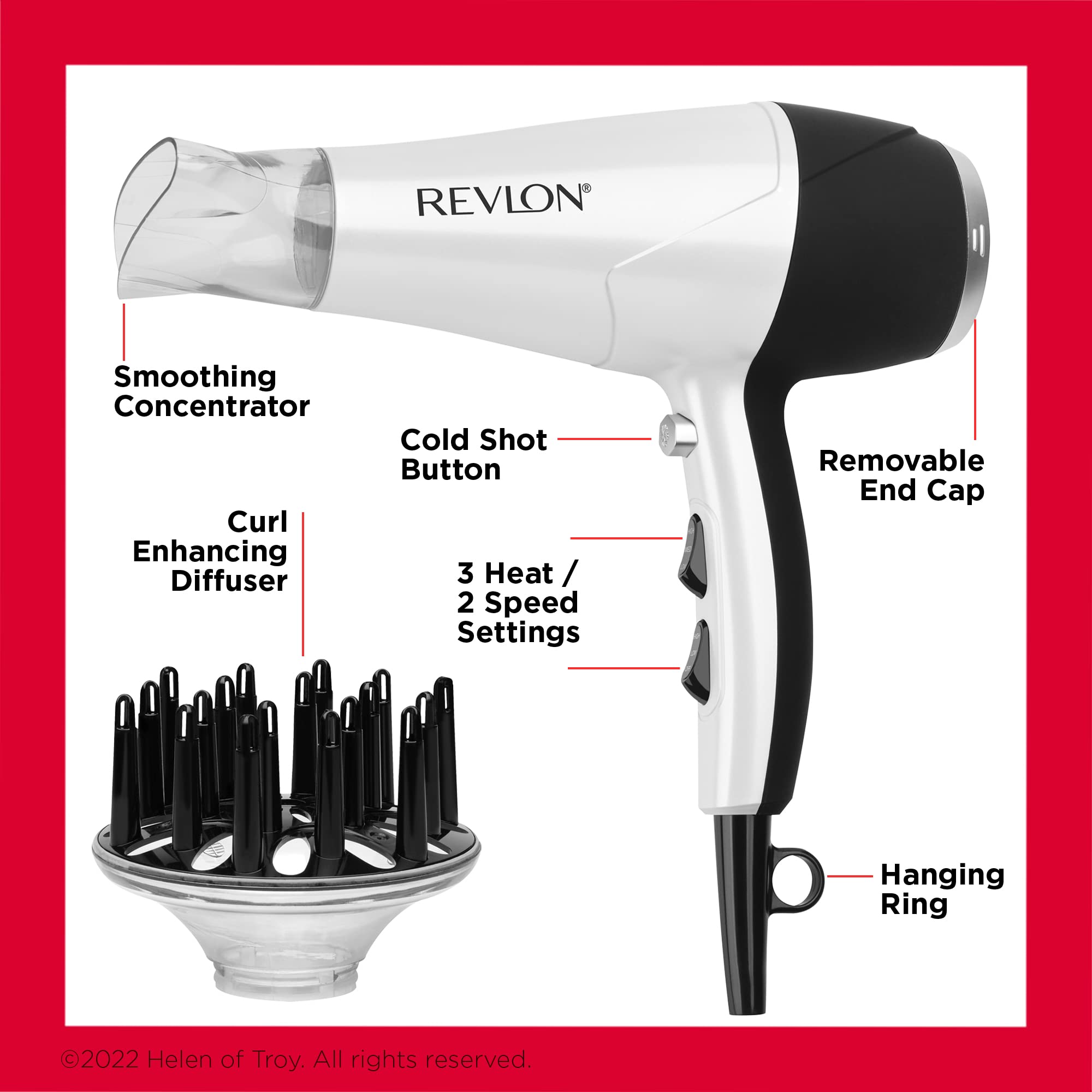 REVLON infrared hair dryer concentrator attachment directs airflow for precise drying.