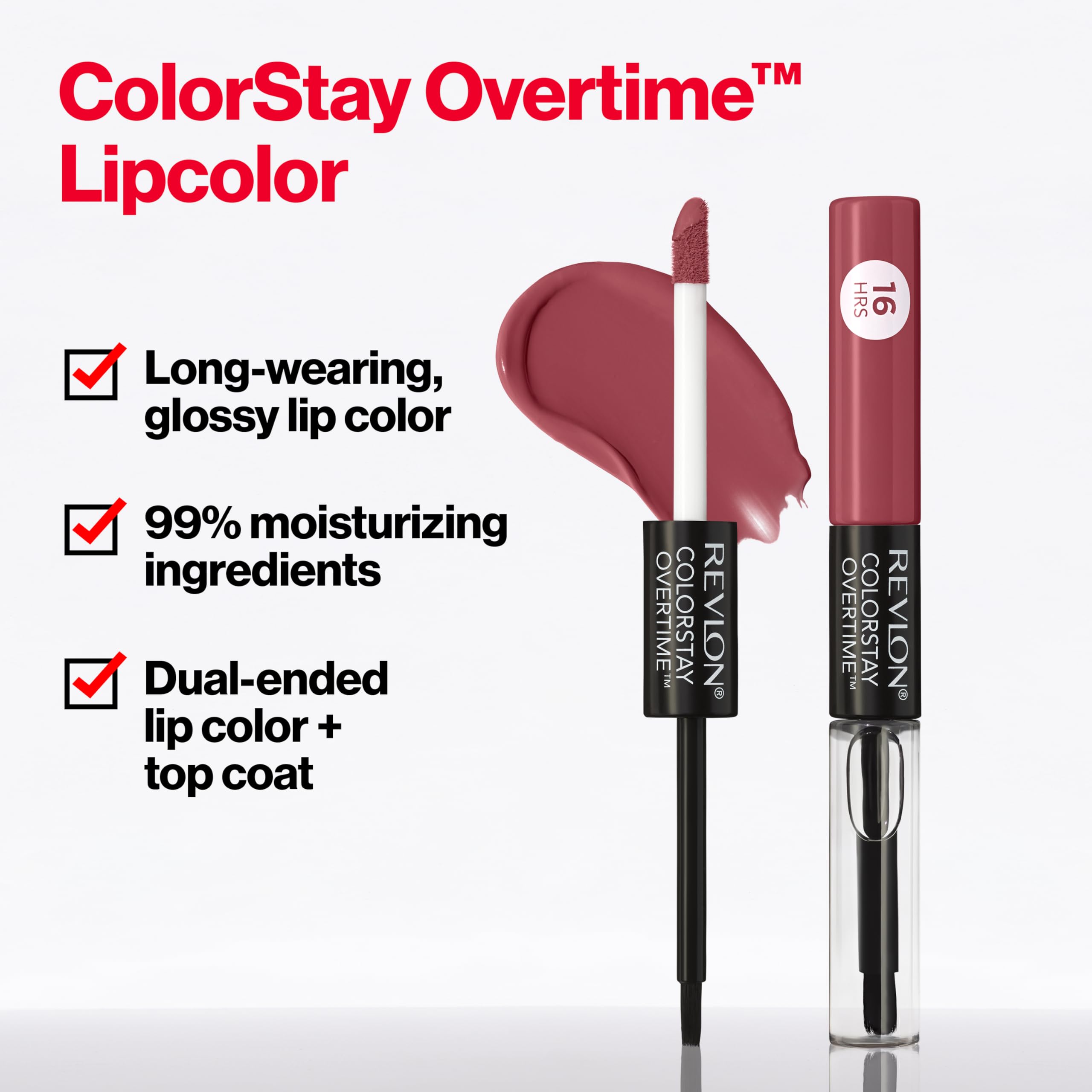 Duración de hasta 16 horas con color REVLON ColorStay Overtime.