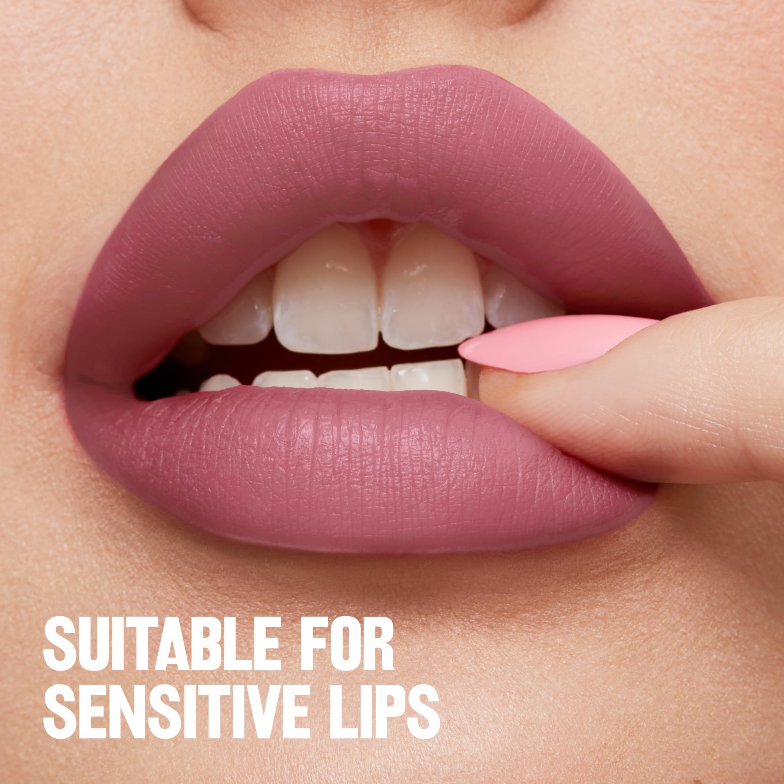 REVLON ColorStay Limitless Matte fórmula vegana suave para labios sensibles.