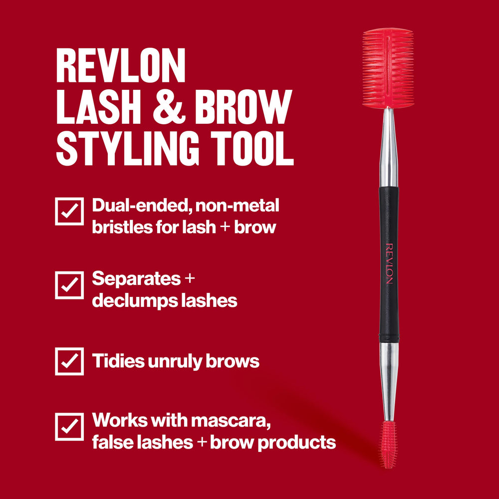 Revlon Lash and Brow Styling Tool clump-free lashes during mascara application.
