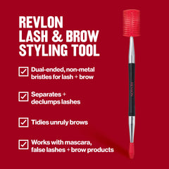 Revlon Lash and Brow Styling Tool clump-free lashes during mascara application.