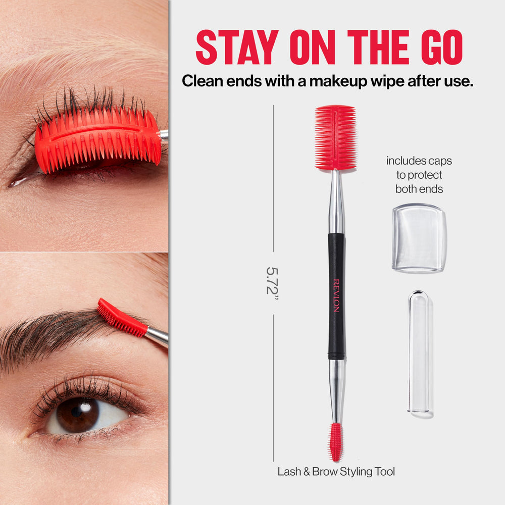 Revlon Lash and Brow Styling Tool compact design fits in makeup bag.