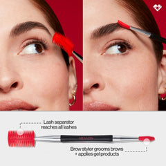 Revlon Lash and Brow Styling Tool non-metal bristles for gentle lash separation.
