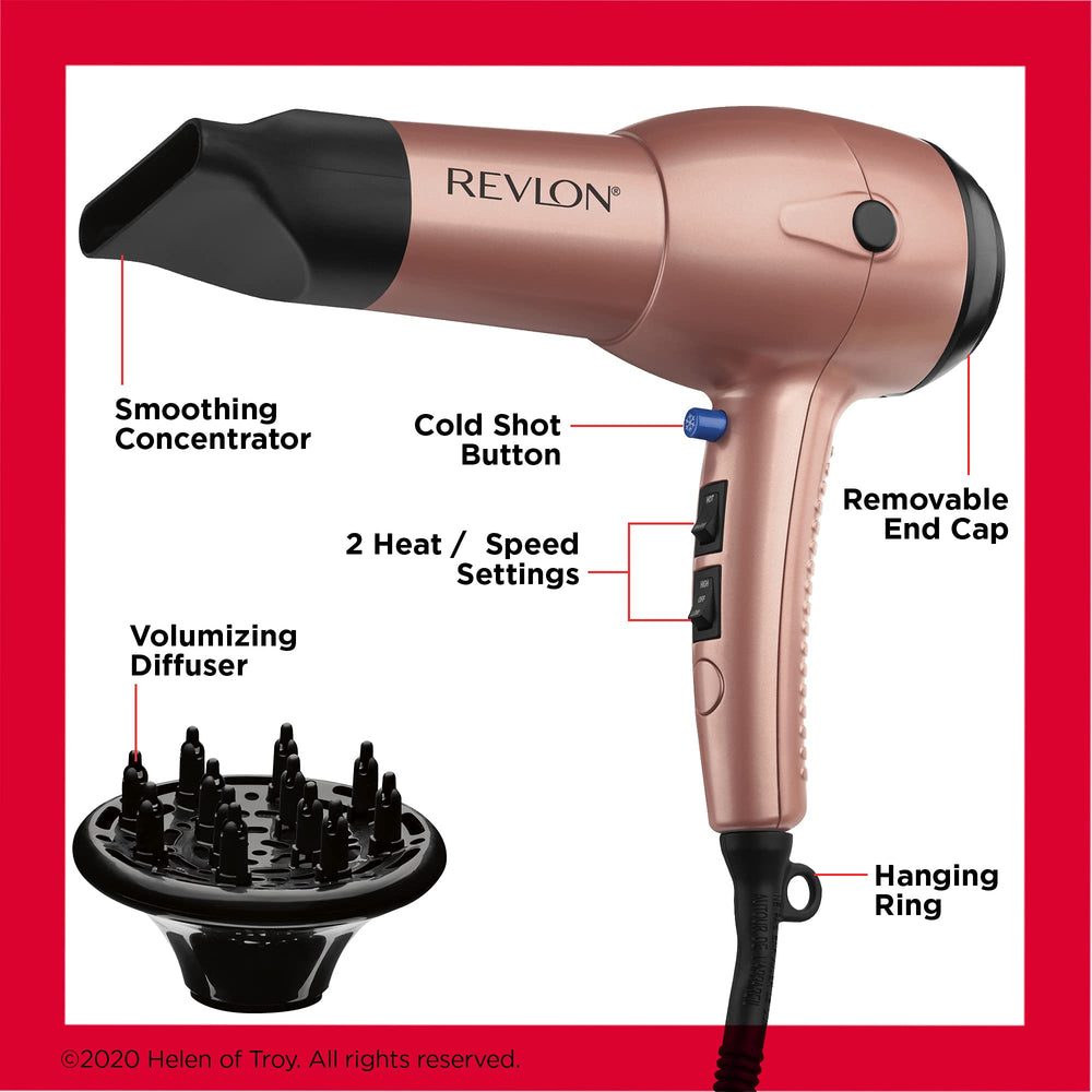 Revlon Light and Fast Hair Dryer diffuser shows volumizing effect for fuller-looking curls.