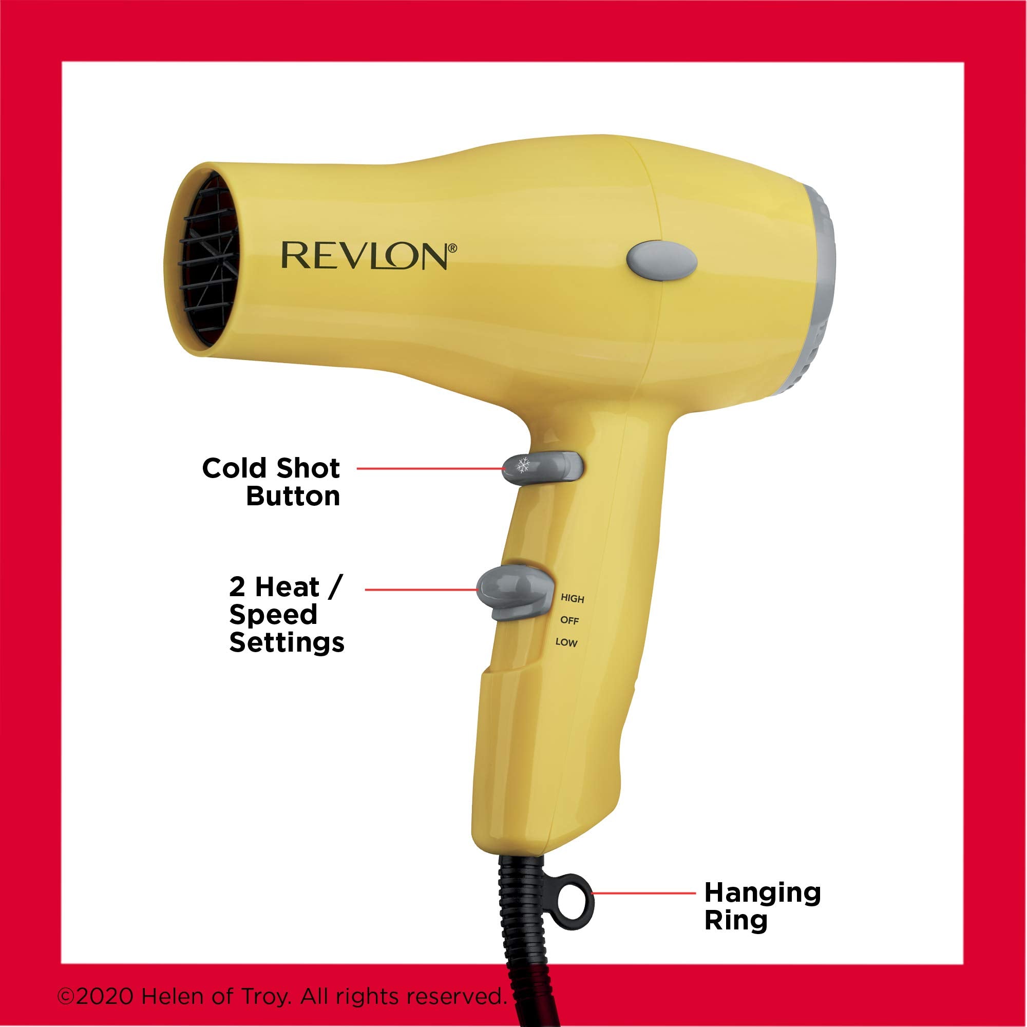Revlon lightweight compact dryer enables comfortable daily styling.