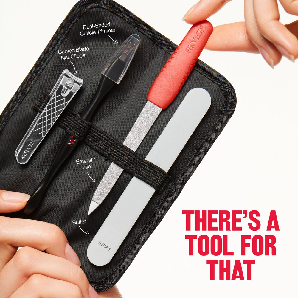 Revlon Manicure Essentials Kit open case displaying all four tools.