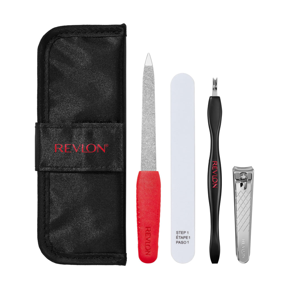 Revlon Manicure Essentials Kit travel case keeps your tools organized on the go.