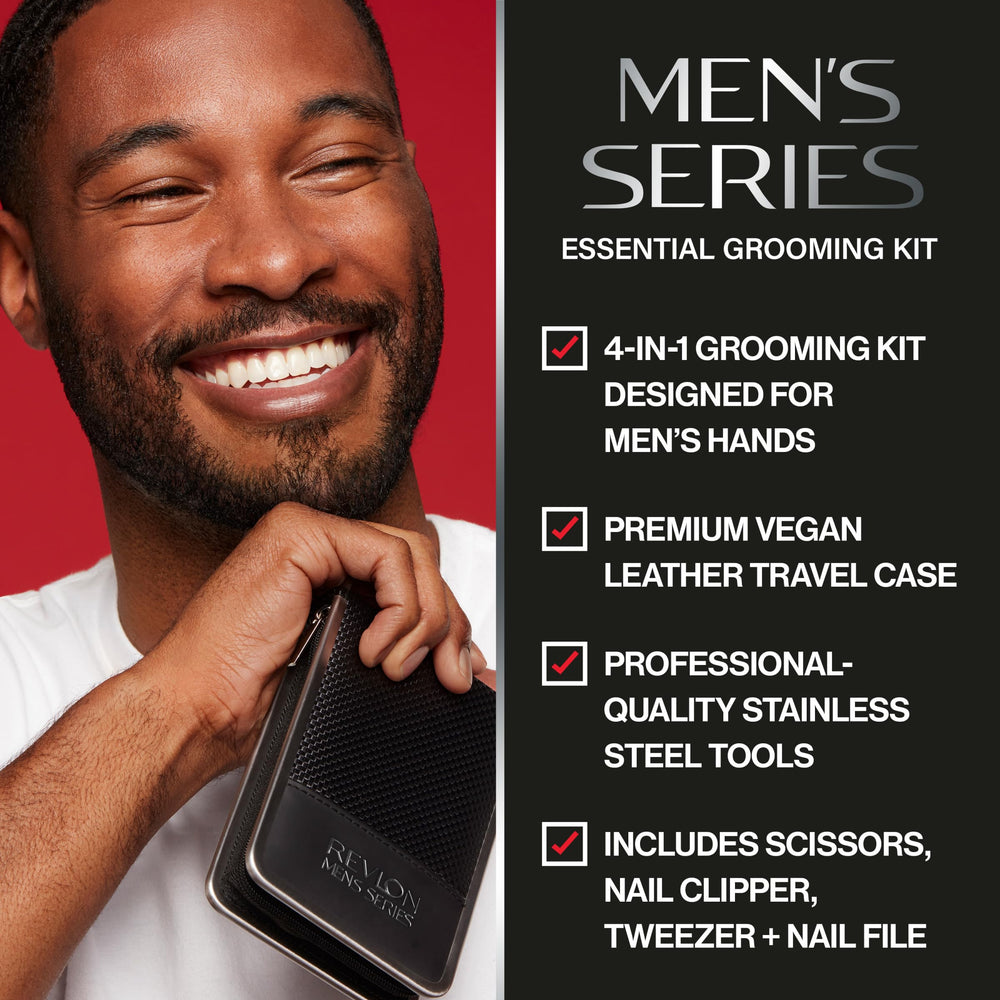 Revlon Men's Series dual-ended nail clipper delivers clean, precise cuts.