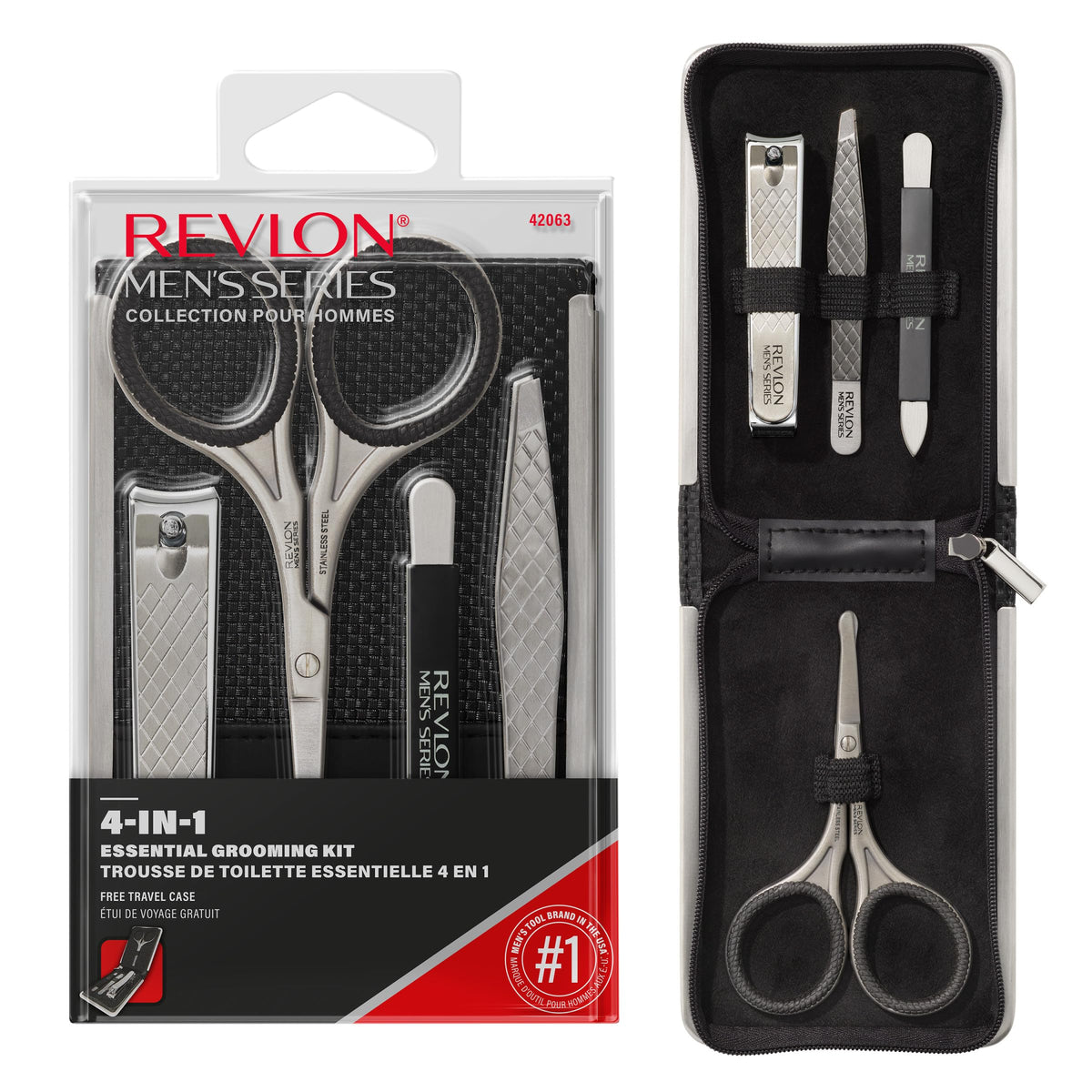 Revlon Men's Series safety scissors with rounded tips for safe grooming.