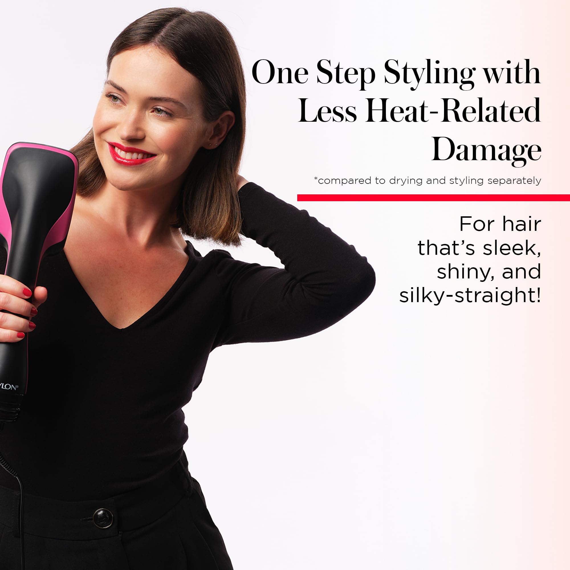 REVLON One-Step cool shot to set style and finish.