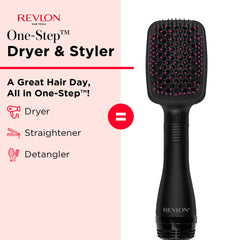 REVLON One-Step brush with large paddle for smooth, straight hair.