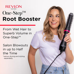 REVLON One-Step Root Booster boosted roots for noticeable lift and volume.