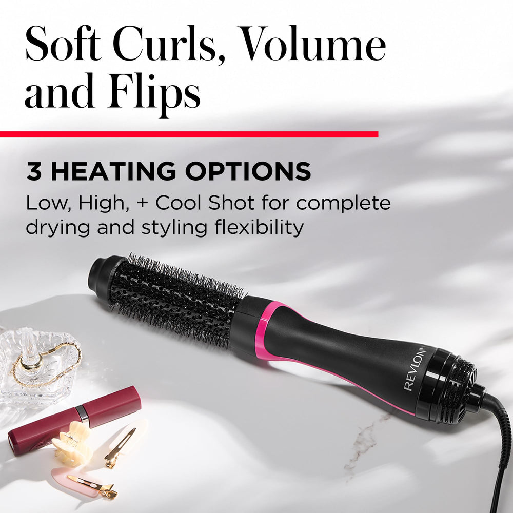 REVLON One-Step Root Booster three heat settings for versatile styling.
