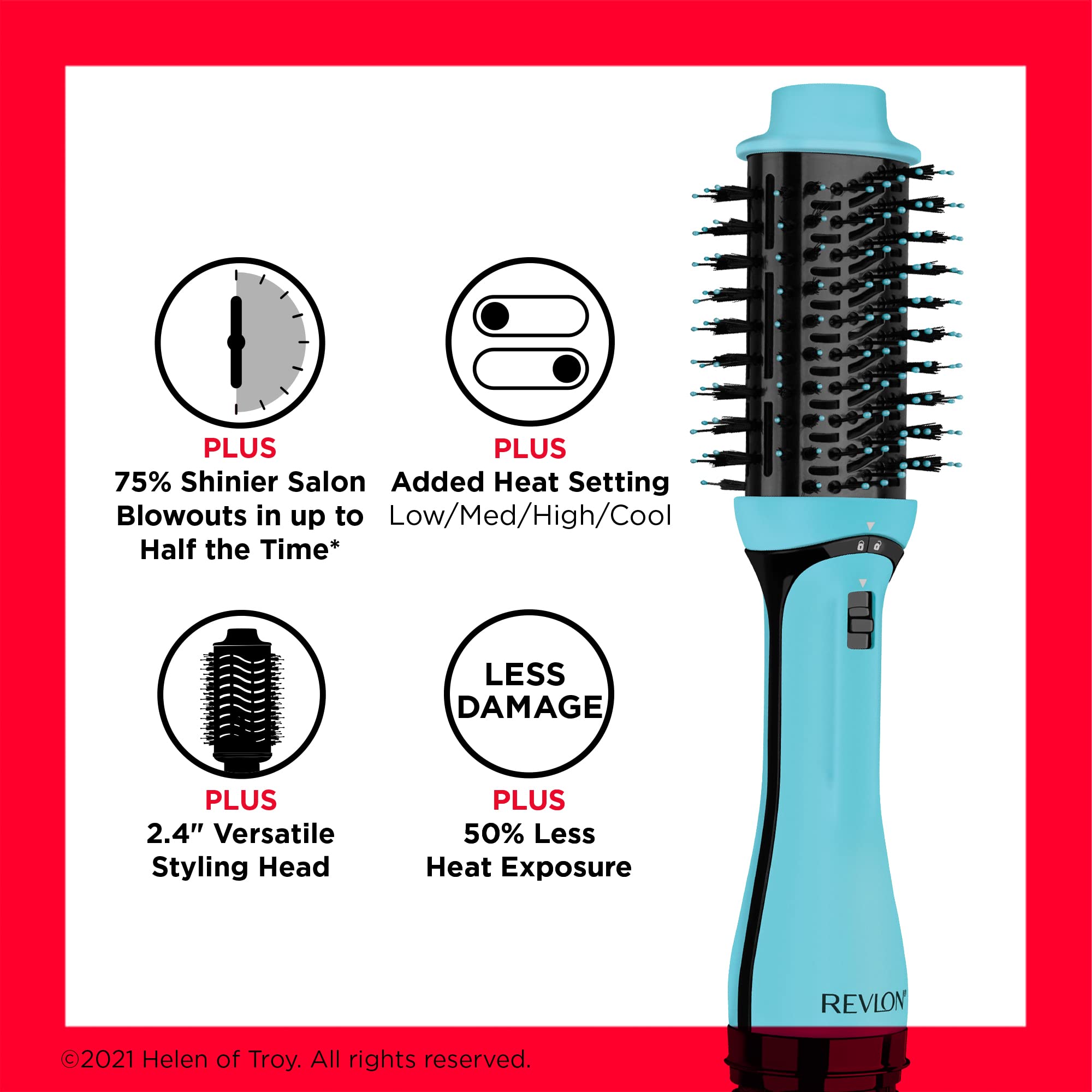 Revlon One-Step Volumizer Plus 6-foot swivel cord and cool tip for comfortable use.