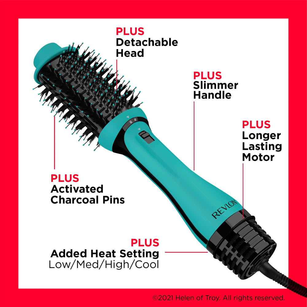 REVLON One-Step Volumizer PLUS detachable handle for easier travel.