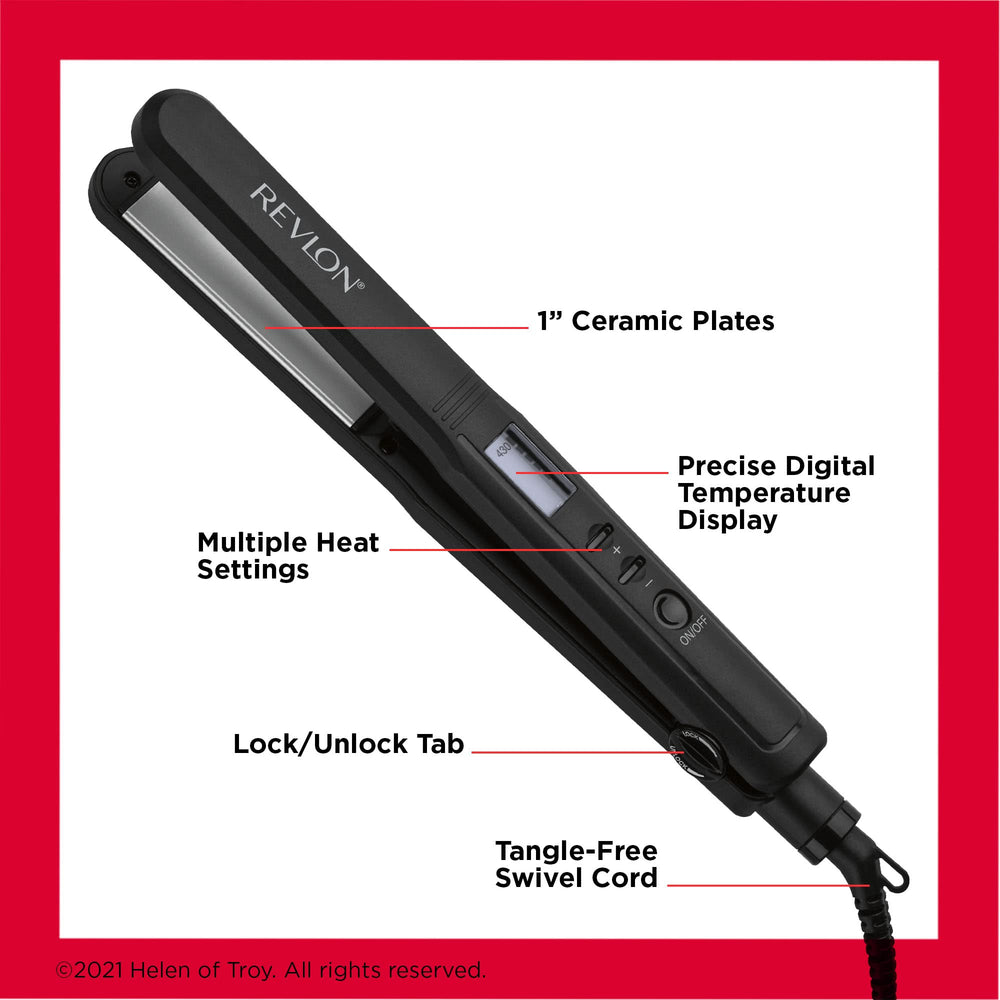 Revlon Perfect Heat digital temperature display for precise heat control.