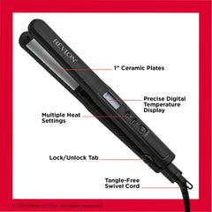 Revlon Perfect Heat digital temperature display for precise heat control.
