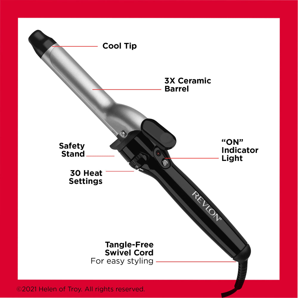 Revlon Perfect Heat stand open shows safe rest between curling sessions.