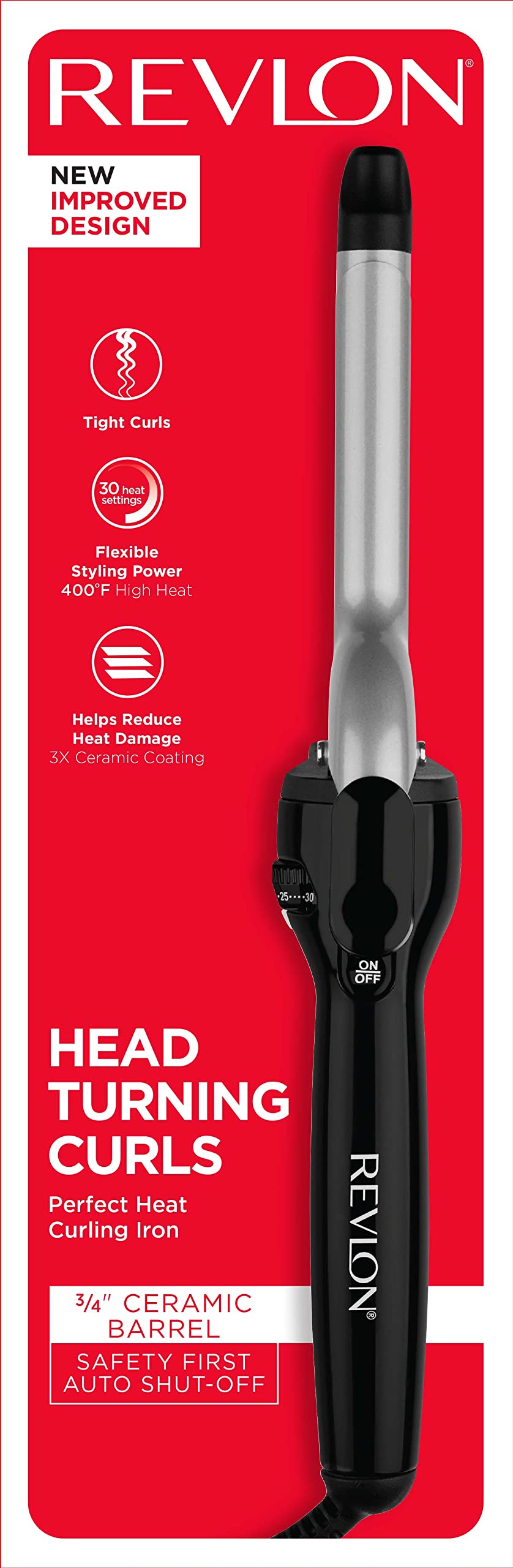 REVLON curling iron with 6 ft swivel cord ready for styling.