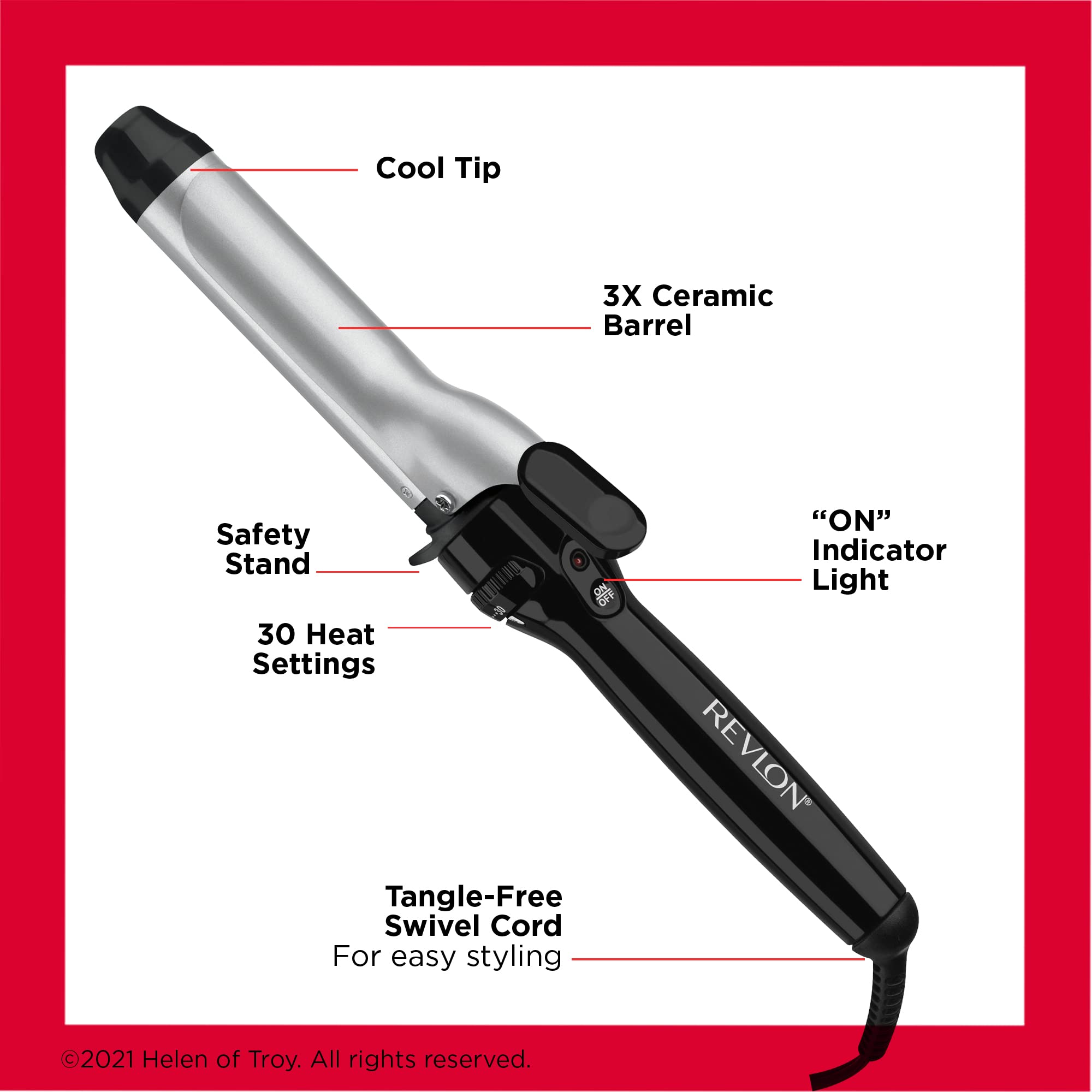 Revlon Perfect Heat 400°F max heat supports versatile curl options.
