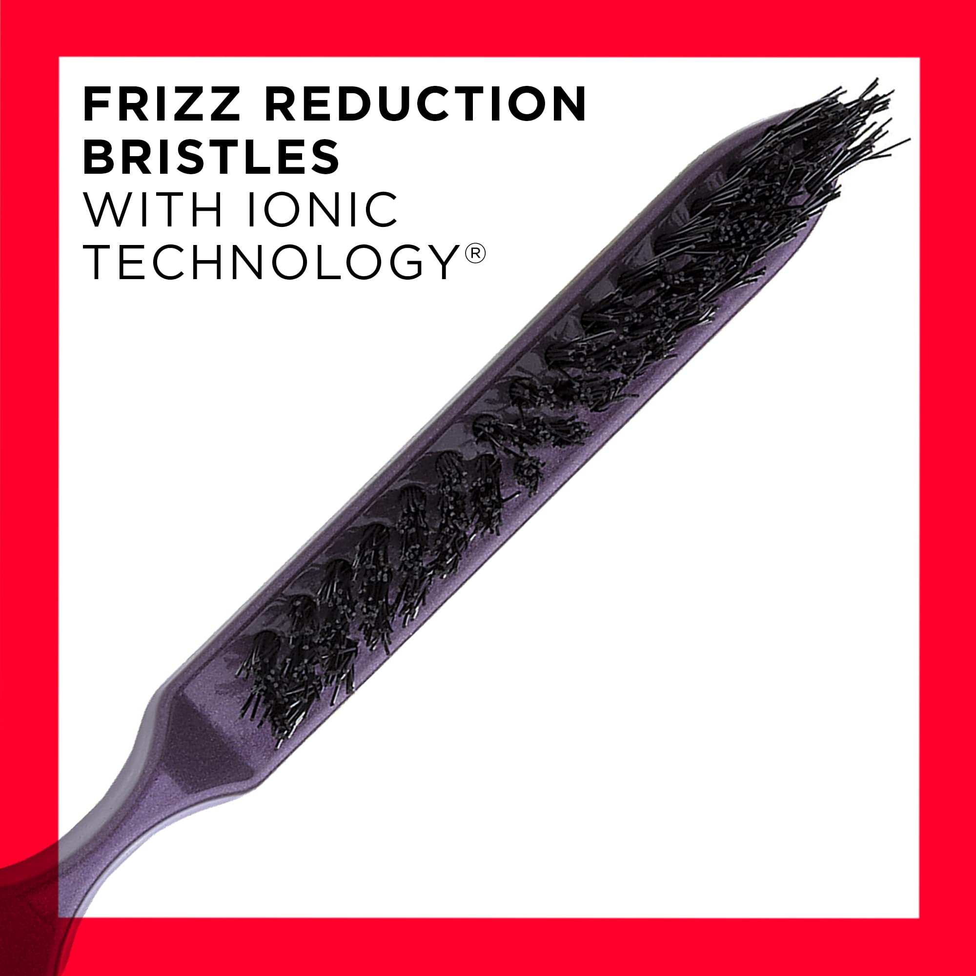 REVLON Perfect Style Teasing Brush Purple in-use shot highlights lift and texture enhancement