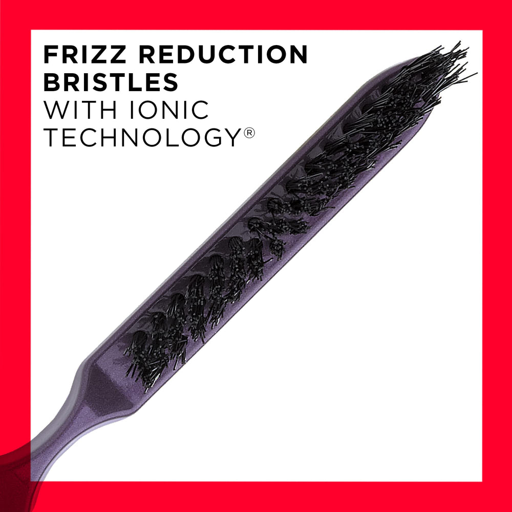 REVLON Perfect Style Teasing Brush Purple in-use shot highlights lift and texture enhancement