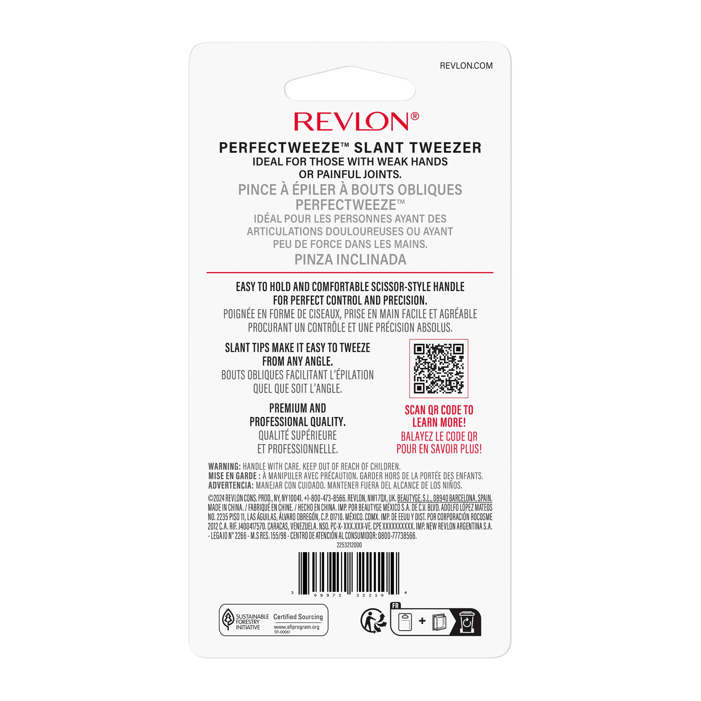 REVLON Perfectweeze slant-tip compact design for easy travel storage.