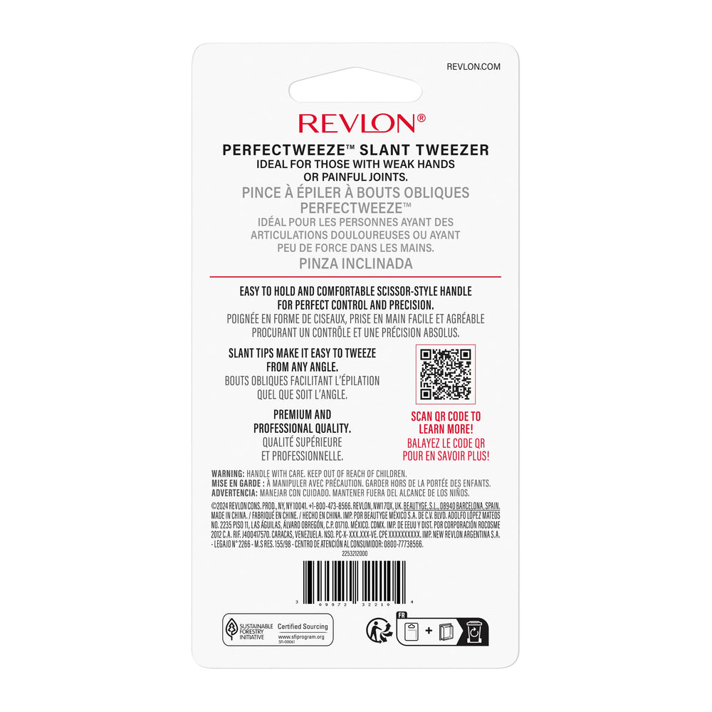 REVLON Perfectweeze slant-tip compact design for easy travel storage.