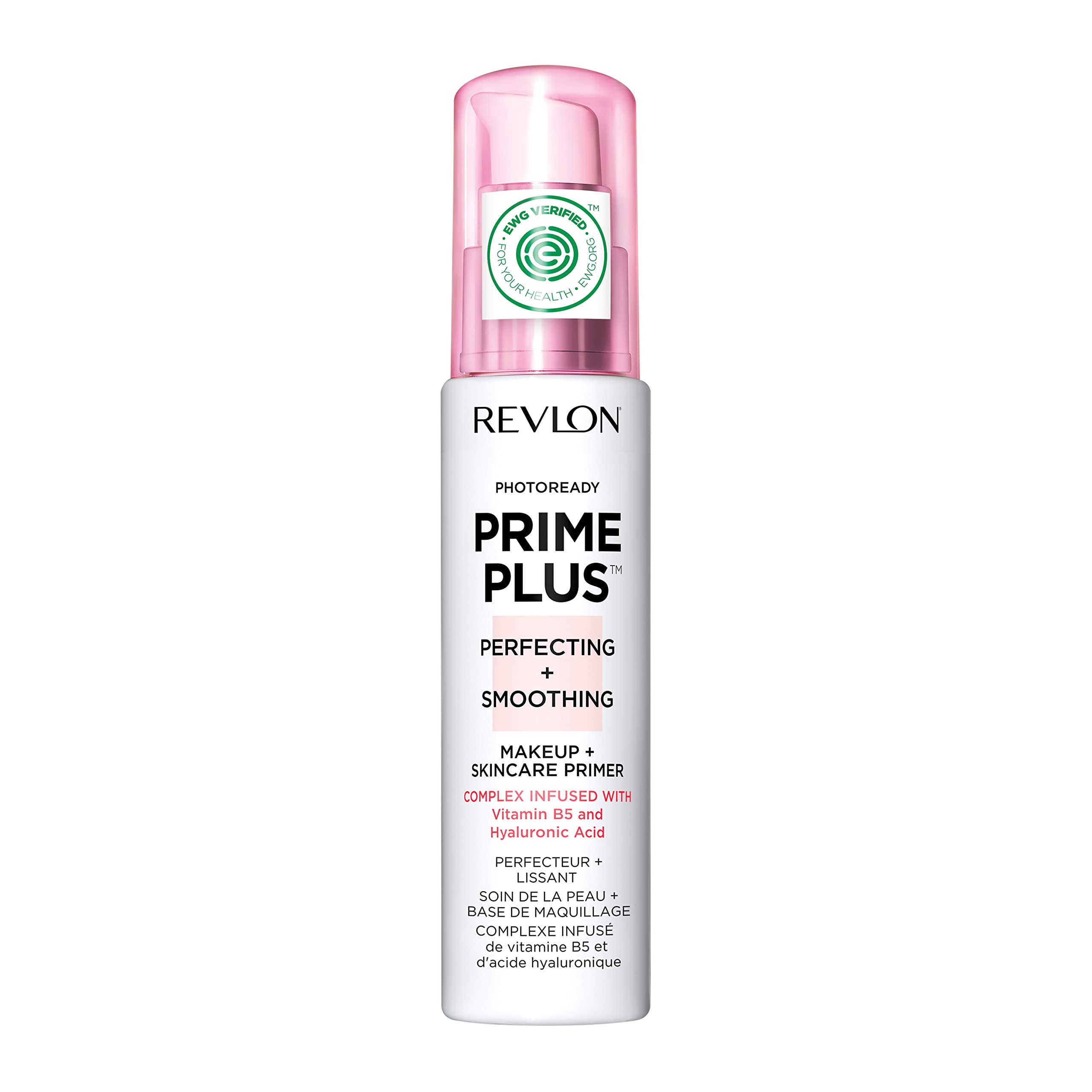 Revlon PhotoReady Prime Plus bottle application demonstrates a hydrated, smooth base for makeup.