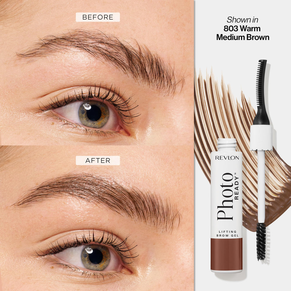Revlon PhotoReady levantamiento-cejas gel muestra aplicación para cejas definidas y naturales.
