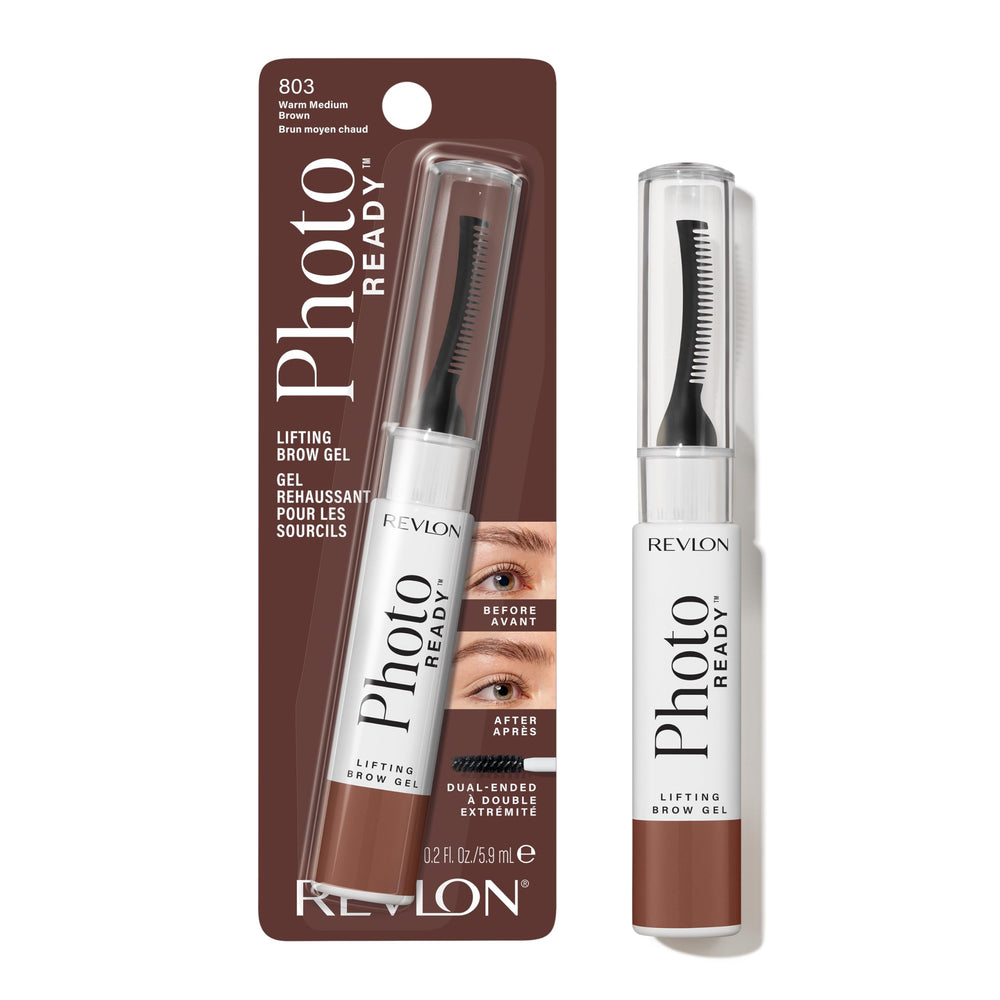 Revlon PhotoReady levantamiento-cejas gel envase compacto para retoques diarios.