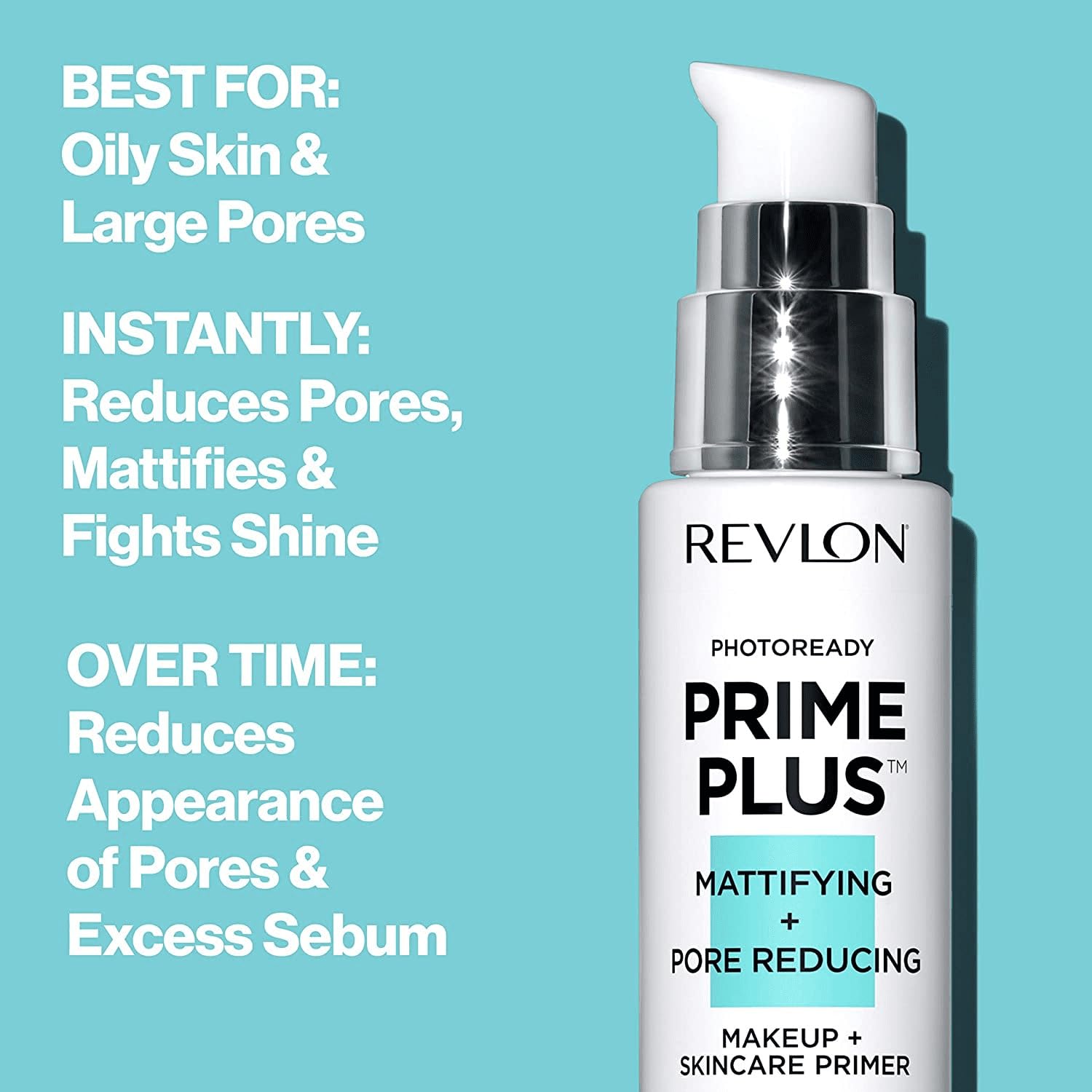 Revlon primer de rostro, textura mate, difumina poros para un lienzo suave.