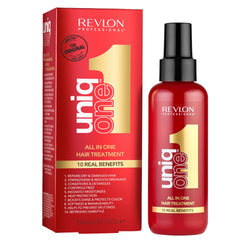REVLON PROFESSIONAL UniqOne bottle design highlights the 10-benefit formula for smoother detangled hair.