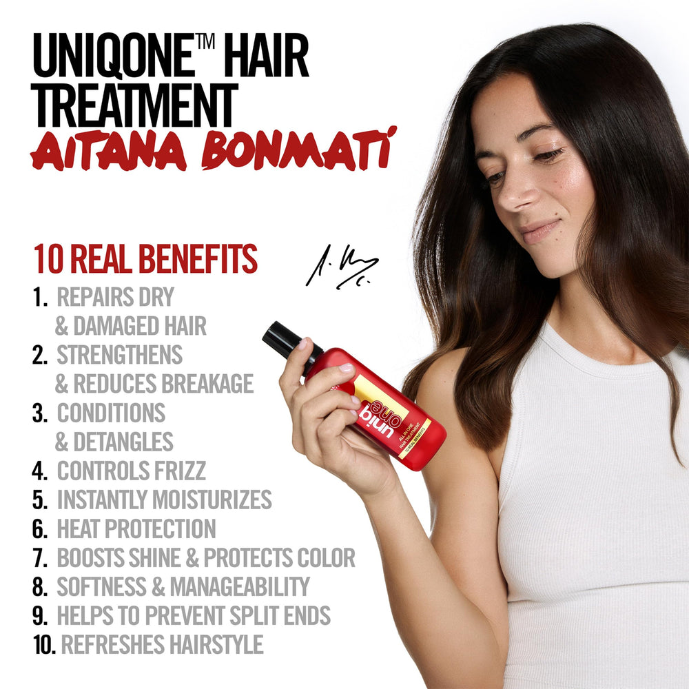 REVLON PROFESSIONAL UniqOne uses on damp hair for efficient detangling and styling.