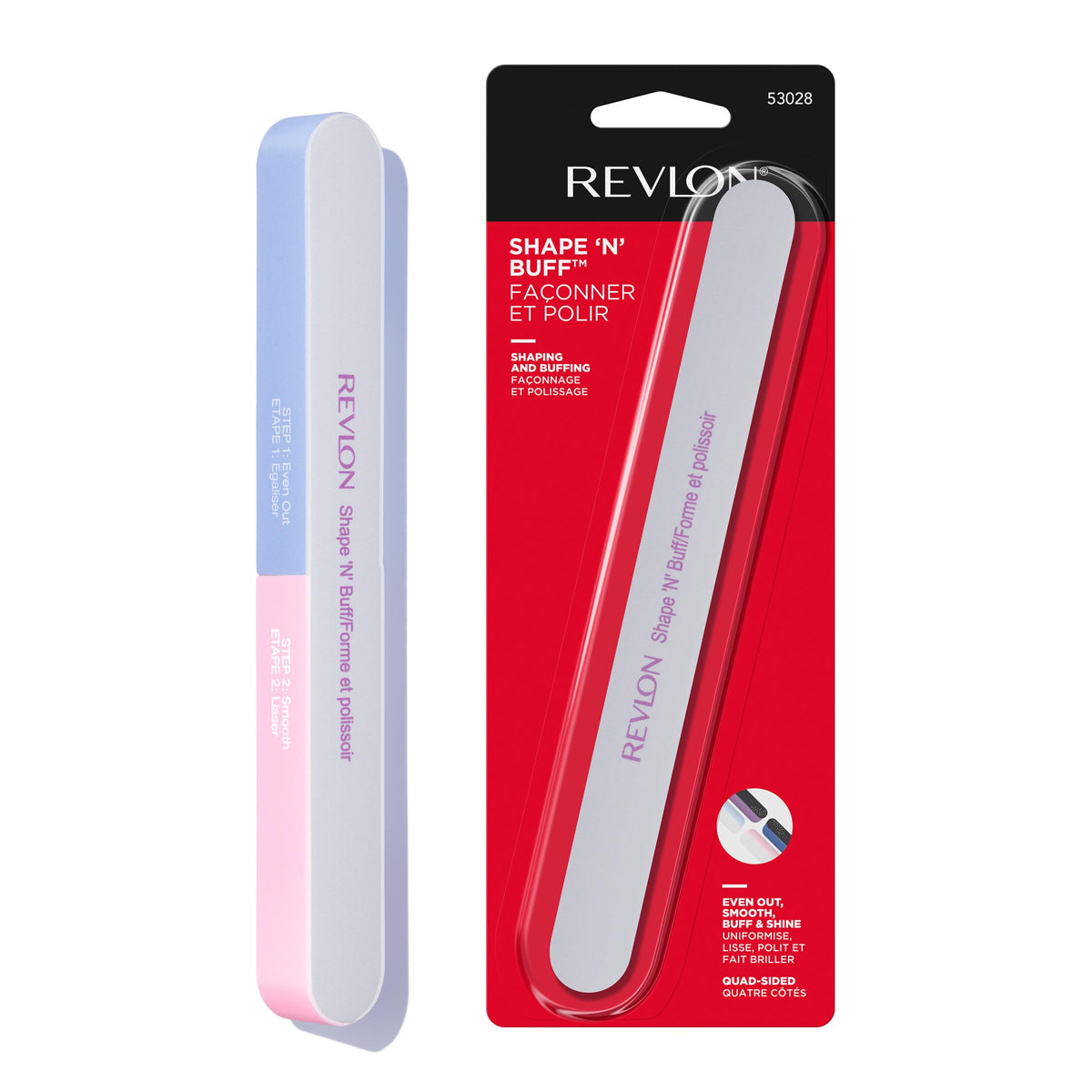 Revlon Shape N Buff front view for shaping and smoothing.