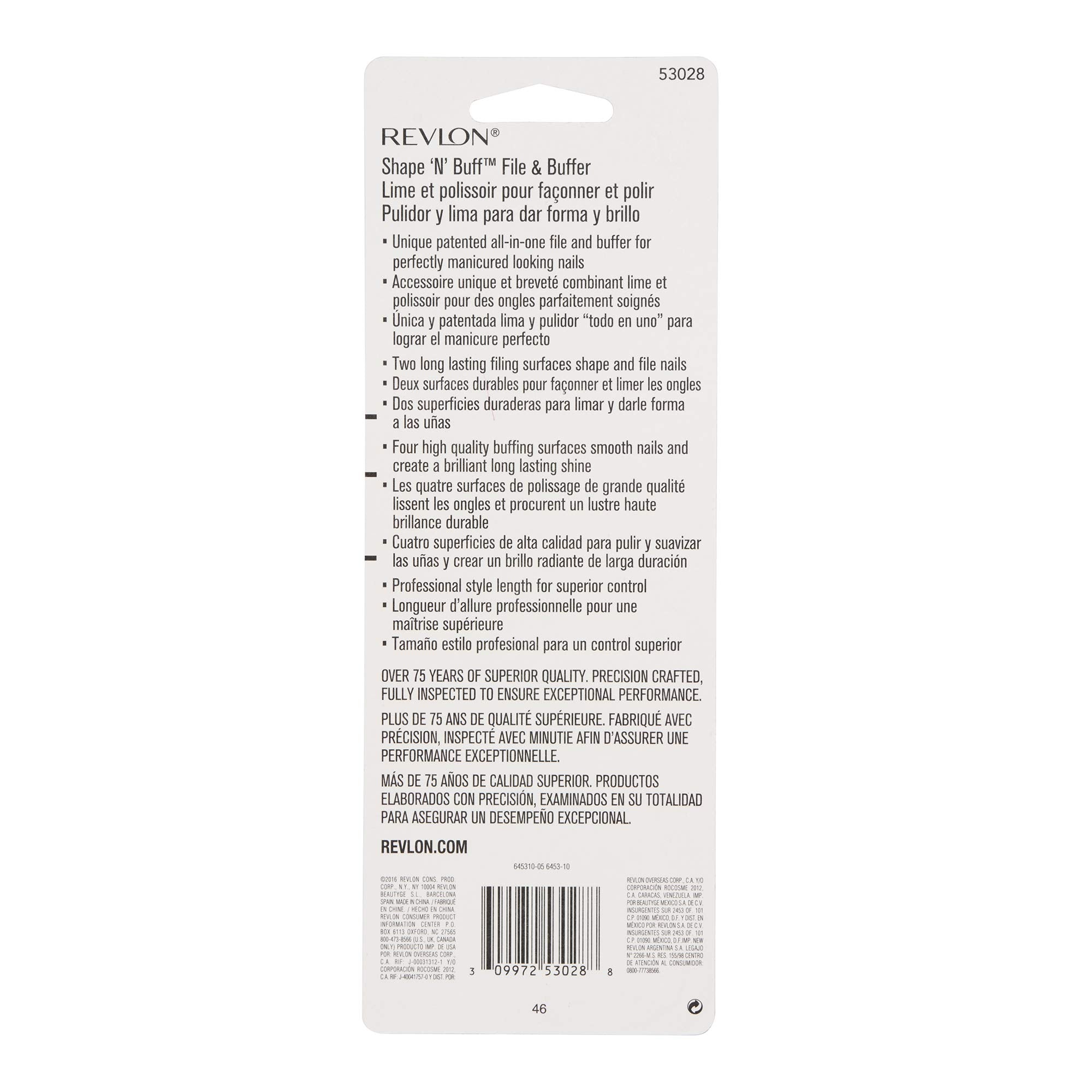 Revlon Shape N Buff packaging display for quick manicure setup.