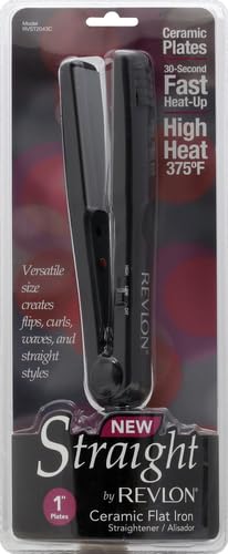 REVLON Smooth and Straight showing 1-inch plates near roots for ultra-straight results.
