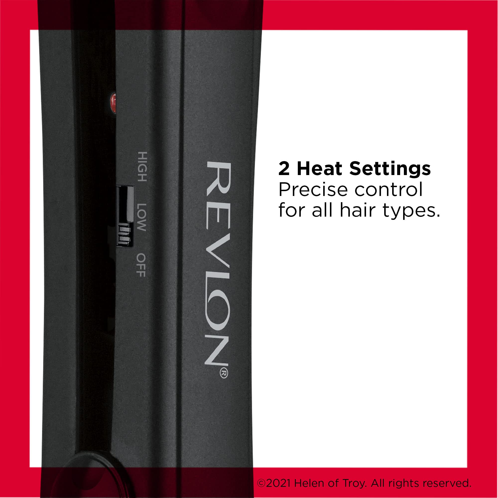 REVLON Smooth and Straight features silicone finger grips for comfortable handling.