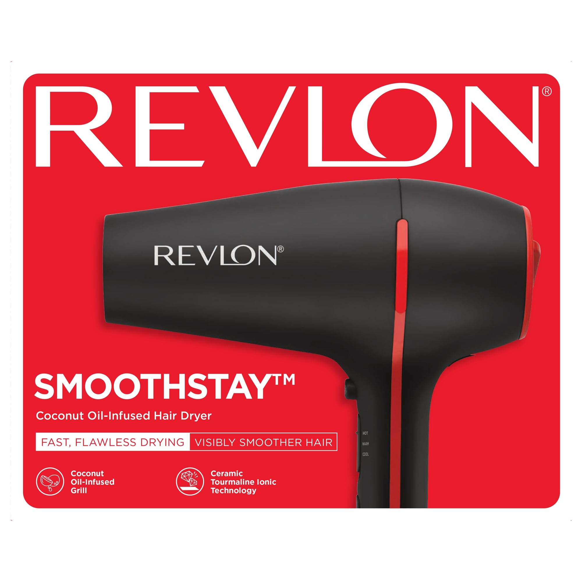 REVLON SmoothStay diffuser and attachments suitable for all hair types.