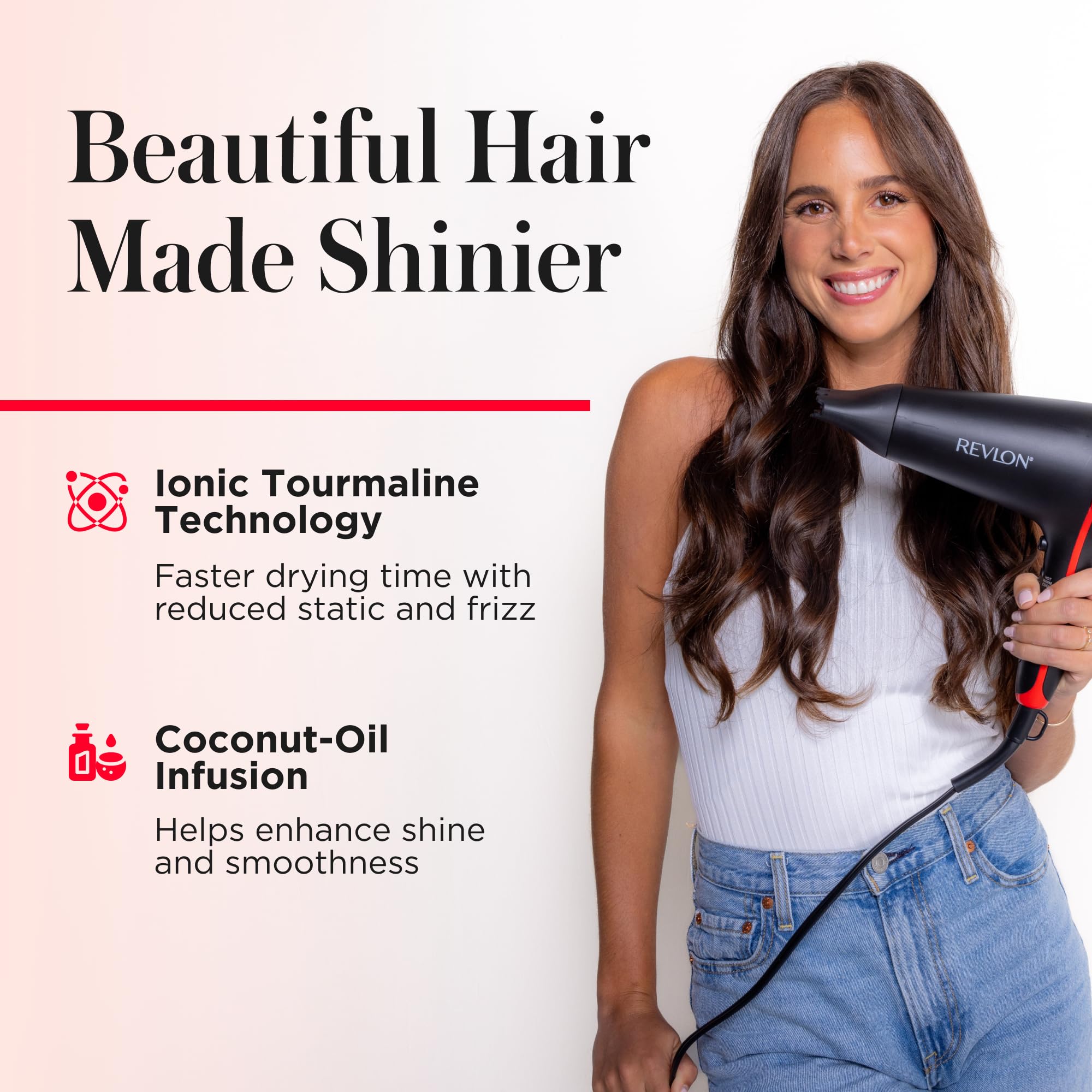 REVLON SmoothStay ionic ceramic technology for reduced static during drying.