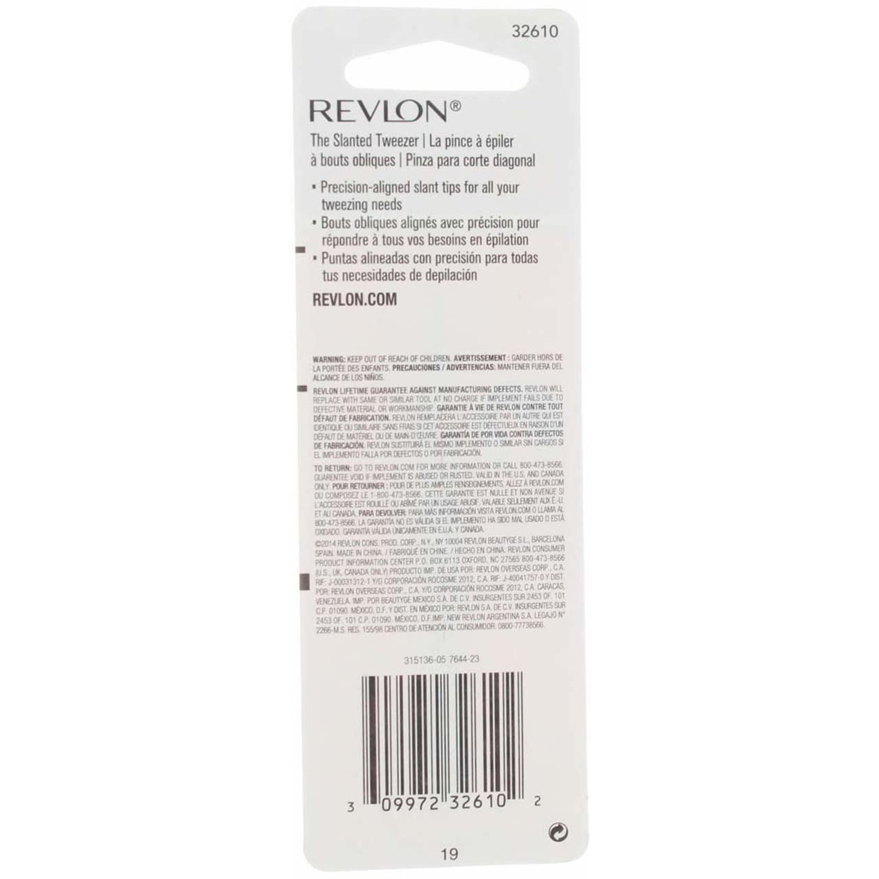 REVLON stainless steel accurate tweezers, ergonomic handle, comfortable non-slip grip