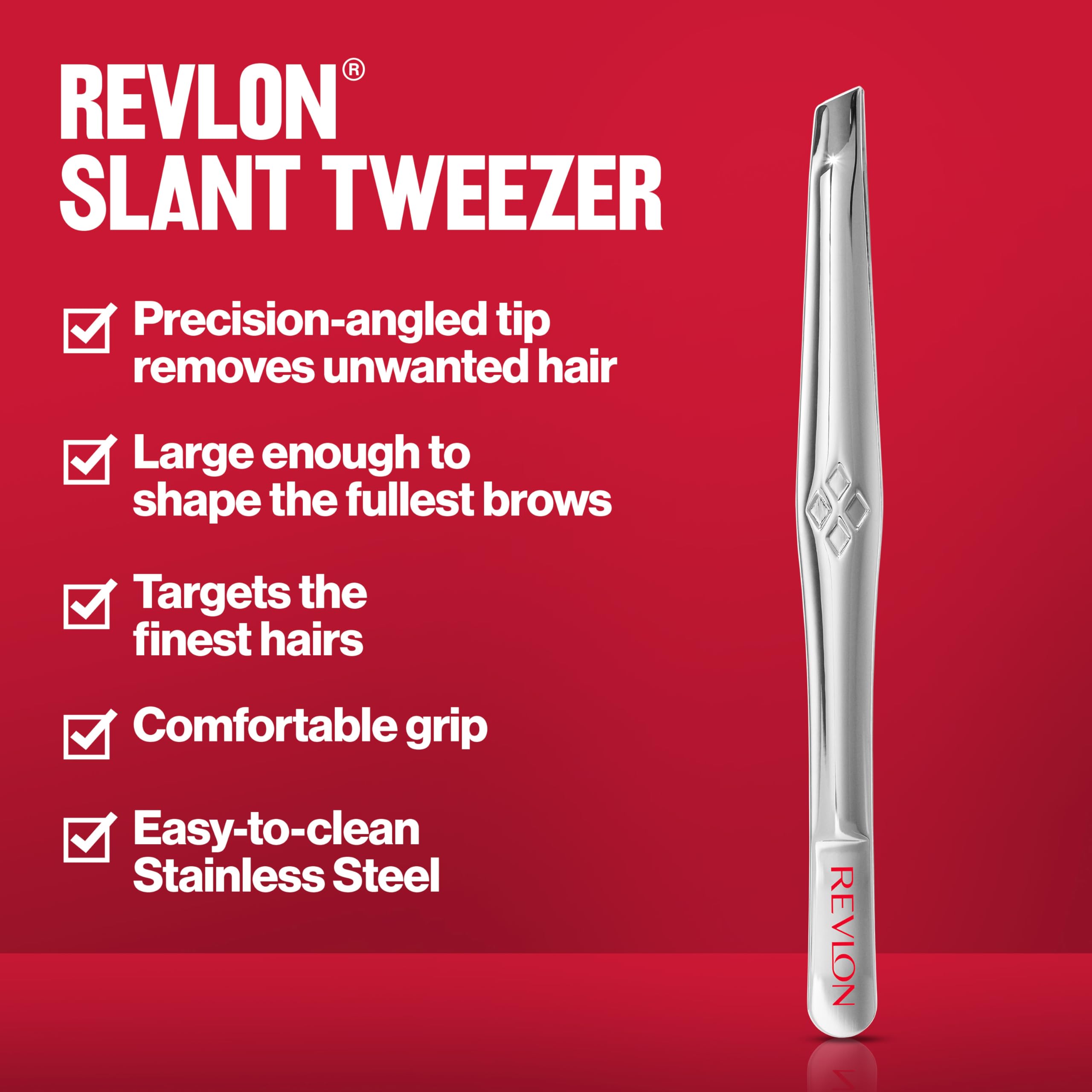 Revlon stainless steel tweezer offers durability for daily grooming