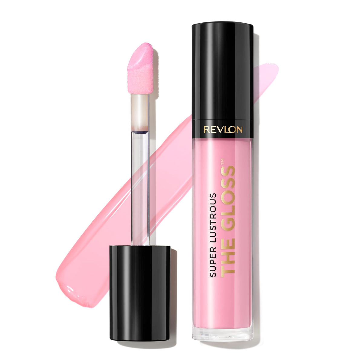 REVLON Super Lustrous Lip Gloss Pink Sky bottle glistening with radiant shine
