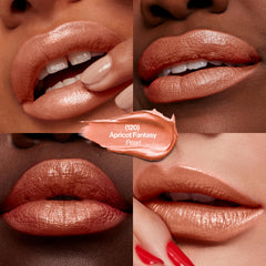 REVLON Super Lustrous Lipstick Apricot Fantasy on lips demonstrates soft, even coverage