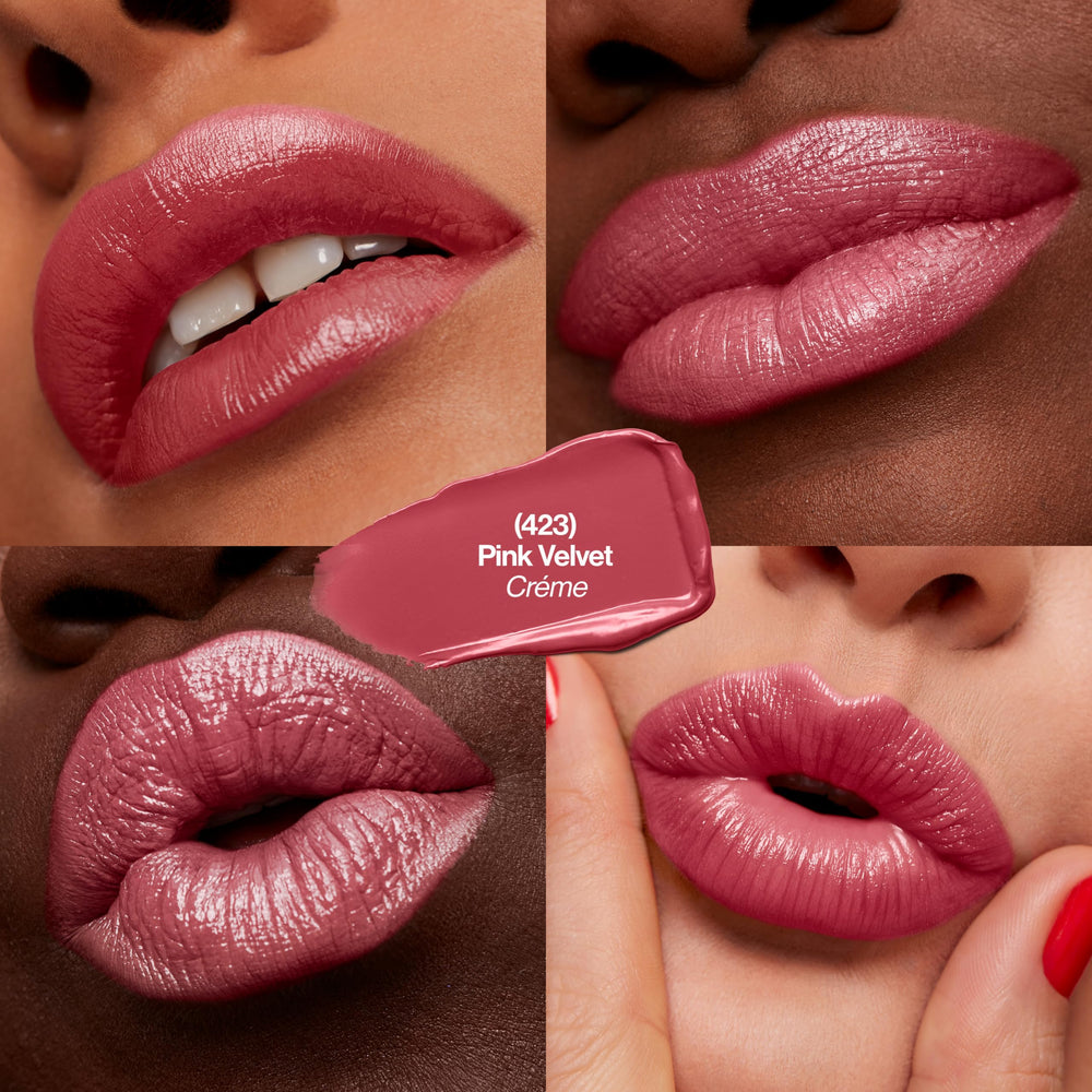 Revlon Super Lustrous Lipstick application on lips demonstrates creamy glide and even coverage.