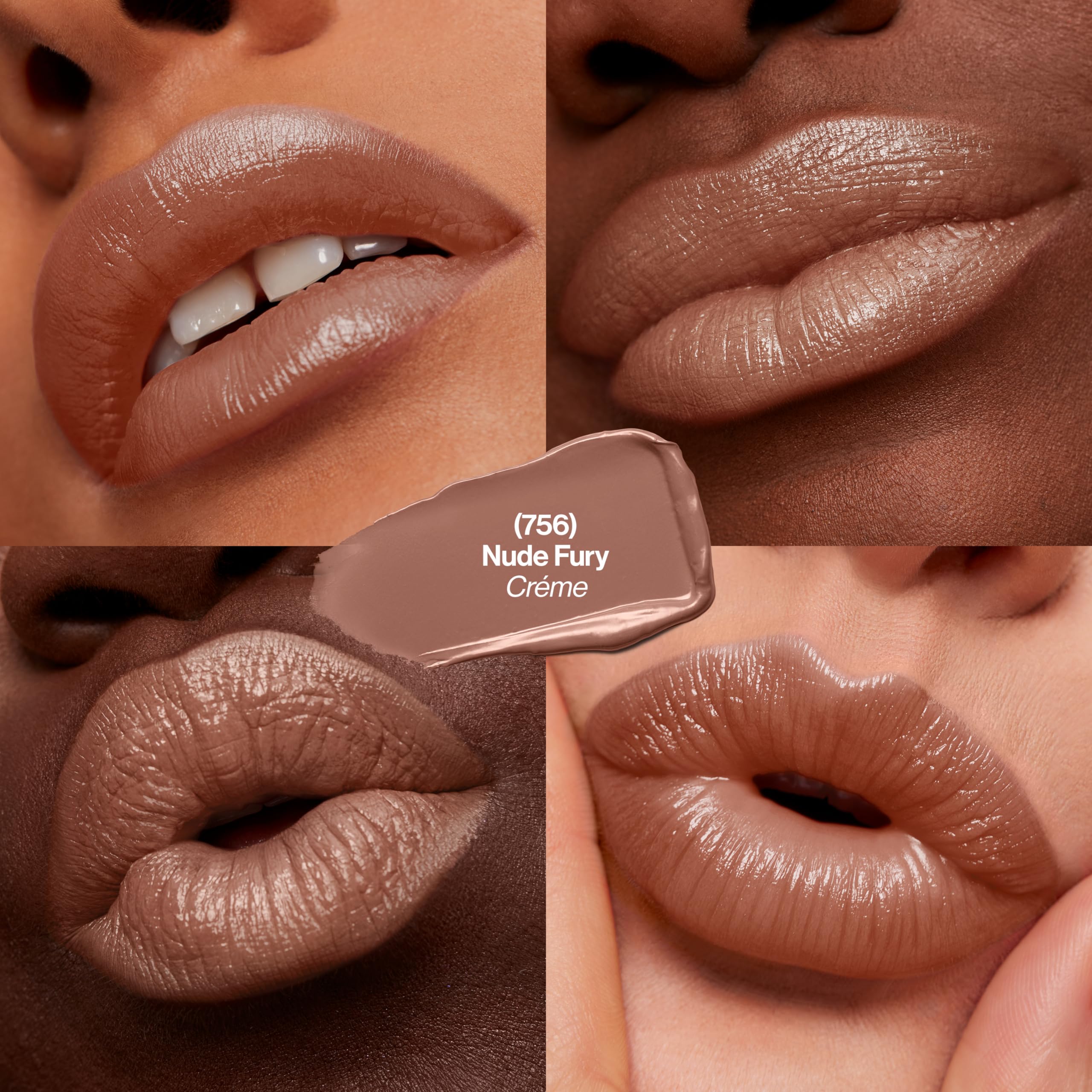 REVLON lipstick nude fury application closeup highlights smooth glide and even color
