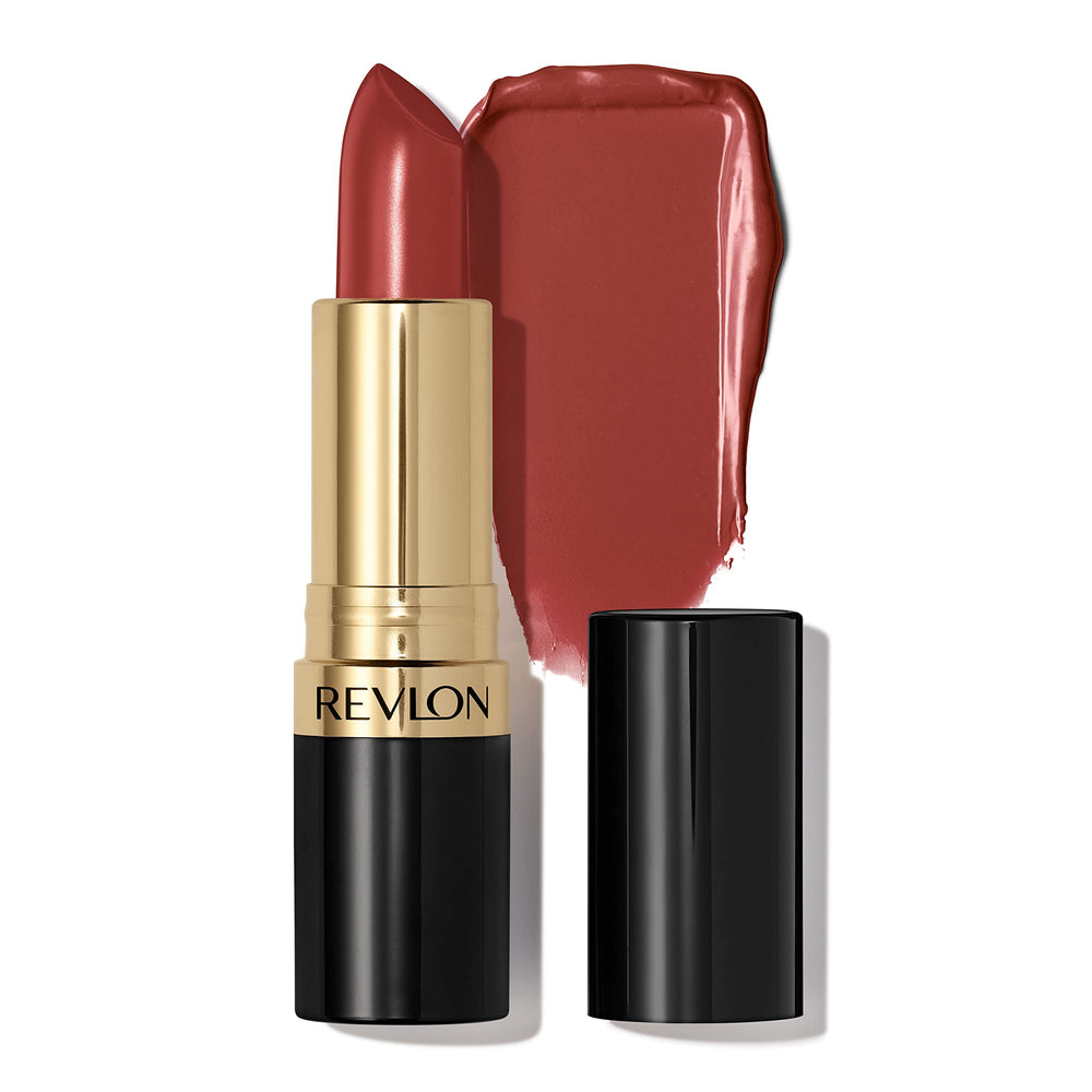REVLON Super Lustrous Lipstick on lips demonstrates soft, fuller-looking finish with smooth glide