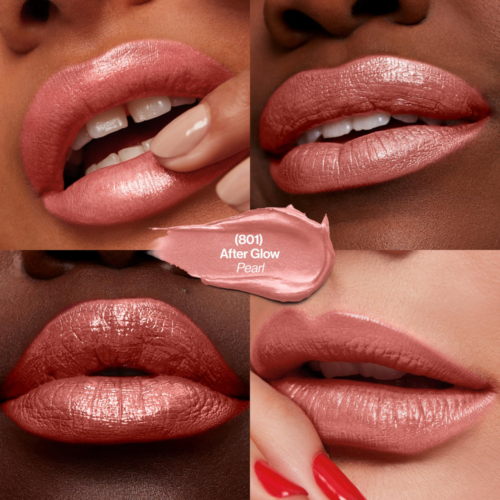 Revlon Super Lustrous Lipstick creamy formula swatch emphasizes smooth feel.