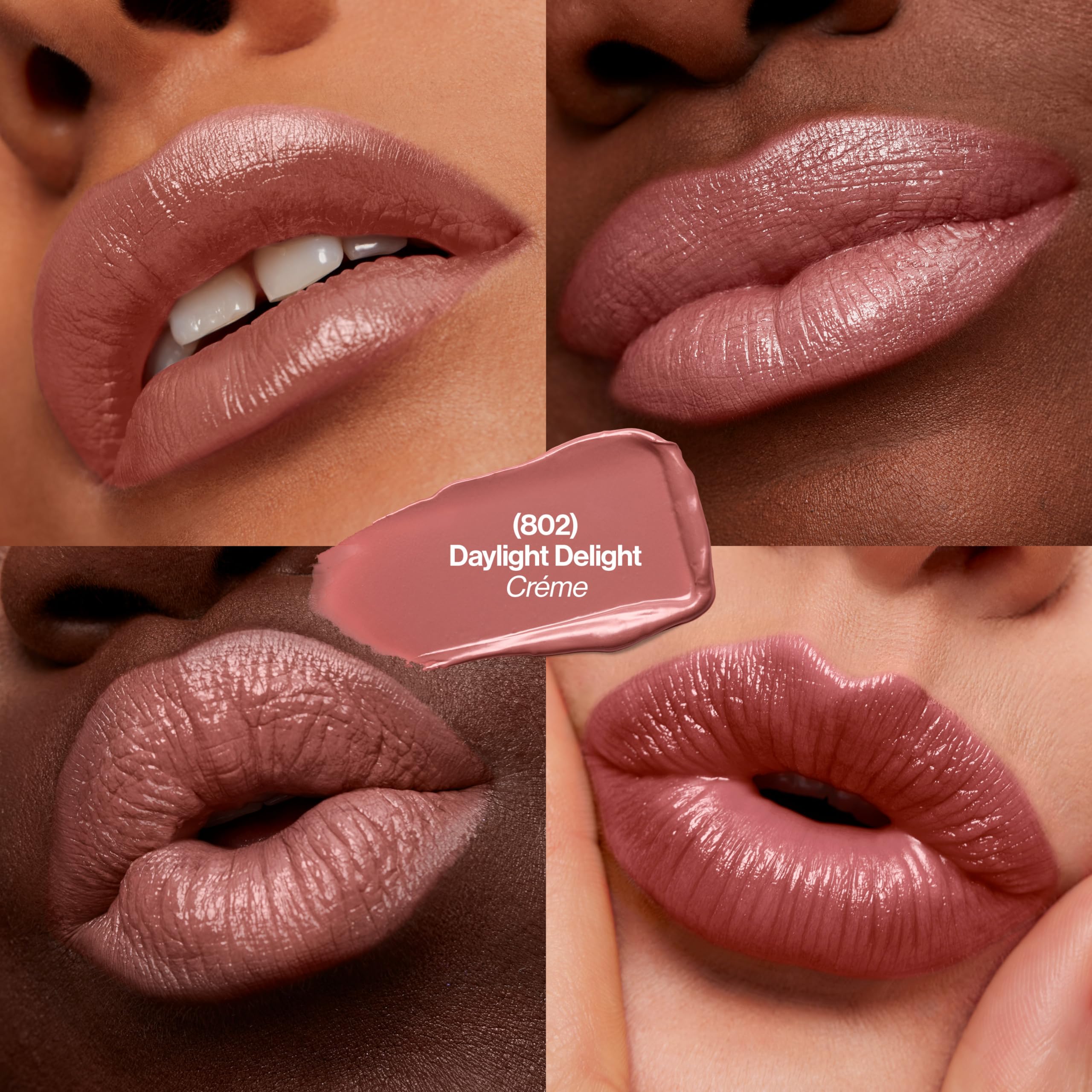 REVLON Super Lustrous Lipstick Daylight Delight on lips demonstrates a soft, fuller-looking effect.